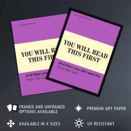 "Artery8 You Will Read This First Purple Simple Modern Wall Art Print - Size: W12"" x H16""" - thumbnail 2