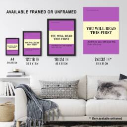 "Artery8 You Will Read This First Purple Simple Modern Wall Art Print - Size: W12"" x H16""" - thumbnail 3