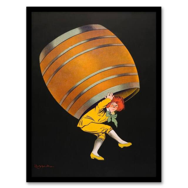 Artery8 Leonetto Cappiello Framed Wall Art Cognac Pellisson Vintage Advert in Black - Size: A4 - image 1