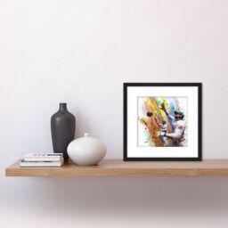 Artery8 Vibrant Cricket Fielders Sports Ball Oil Splatter Painting Square Wooden Framed Wall Art Print Picture 8X8 Inch in Black - thumbnail 2