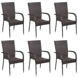 Berkfield Home 7 Piece Garden Dining Set Poly Rattan Brown - thumbnail 3