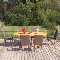 Berkfield Home 7 Piece Garden Dining Set Poly Rattan Brown - thumbnail 1