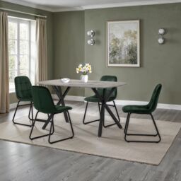 Seconique Athens Concrete Effect Rectangular Dining Set with Lukas Chairs in Green - thumbnail 1