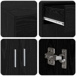 Berkfield Home Storage Cabinet Black Oak 80x42.5x93.5 cm Engineered Wood - thumbnail 9