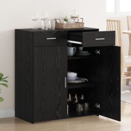 Berkfield Home Storage Cabinet Black Oak 80x42.5x93.5 cm Engineered Wood - thumbnail 4