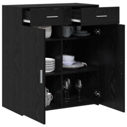 Berkfield Home Storage Cabinet Black Oak 80x42.5x93.5 cm Engineered Wood - thumbnail 3