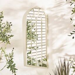 FurnitureboxUK Somerset Cream Medium Arched Window 90x40cm Garden Mirror - Size: 90x40 cm