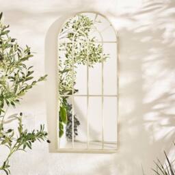 FurnitureboxUK Somerset Cream Medium Arched Window 90x40cm Garden Mirror - Size: 90x40 cm - thumbnail 2