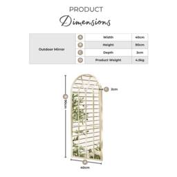 FurnitureboxUK Somerset Cream Medium Arched Window 90x40cm Garden Mirror - Size: 90x40 cm - thumbnail 5