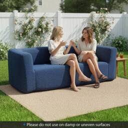 Costway Double Inflatable Couch Portable Blow Up Sofa with Detachable Cover in Blue - thumbnail 8