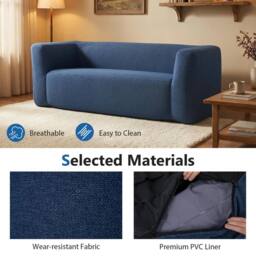Costway Double Inflatable Couch Portable Blow Up Sofa with Detachable Cover in Blue - thumbnail 3