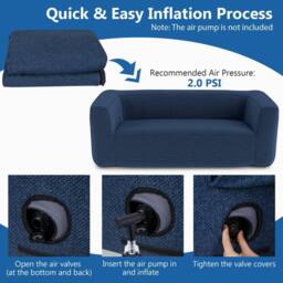 Costway Double Inflatable Couch Portable Blow Up Sofa with Detachable Cover in Blue - thumbnail 4