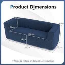 Costway Double Inflatable Couch Portable Blow Up Sofa with Detachable Cover in Blue - thumbnail 2
