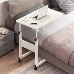 EONLION Height Adjustable Mobile Overbed Laptop Desk Stand in White - Size: 100 cm - thumbnail 5