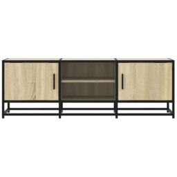 Berkfield Home TV Cabinet Sonoma Oak 120x35x41 cm Engineered Wood & Metal in Brown - Size: 120 x 35 x 41 cm - thumbnail 4