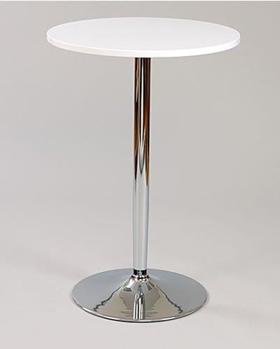 netfurniture Farley Tall White Poseur Shiny Chrome Frame White Round Table Top
