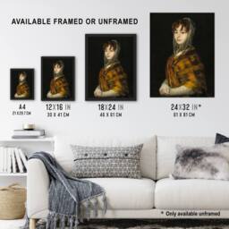 Artery8 Senora Sabasa Garcia Francisco Goya Framed Wall Art Print in Black - Size: A4 - thumbnail 3