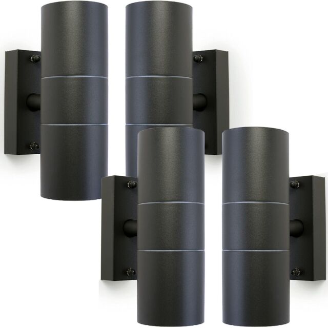 Loops 4 PACK GU10 Anthracite Up & Down Wall Lights Outdoor Twin Dimming Lamp Fitting - image 1