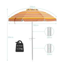 EONLION Beach Umbrella Portable Sunshade Umbrella in Orange - Size: 100 cm - thumbnail 2