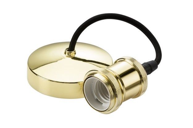 "Netlighting 6"" E27 Vintage Pendant Set Polished Brass in Yellow"