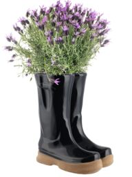 Dibor Large Midnight Blue Wellington Boot Planter Ceramic Indoor Outdoor Garden Flower Plant Pot H29.5 x W24cm in Dark Blue - thumbnail 2