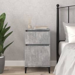 Berkfield Home Elegant Bedside Cabinet Concrete Grey 40x35x70 cm - Size: 40 x 35 x 70 cm - thumbnail 2