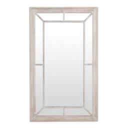 Lemon Pavilion Furniture and Decor Washed Wood Framed Window Mirror - Wood - L6 x W90 x H150 cm - Brown in Light Sand