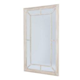 Lemon Pavilion Furniture and Decor Washed Wood Framed Window Mirror - Wood - L6 x W90 x H150 cm - Brown in Light Sand - thumbnail 2