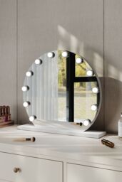 H&O Direct Frameless Hollywood Vanity LED Lighted Makeup Mirror in White - thumbnail 2