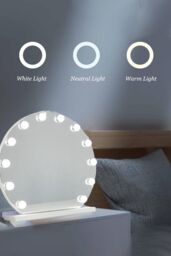 H&O Direct Frameless Hollywood Vanity LED Lighted Makeup Mirror in White - thumbnail 4