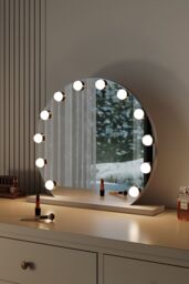 H&O Direct Frameless Hollywood Vanity LED Lighted Makeup Mirror in White - thumbnail 1