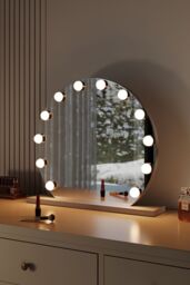H&O Direct Frameless Hollywood Vanity LED Lighted Makeup Mirror in White - thumbnail 3