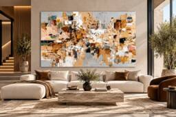 Mafett Golden Mosaic Luxury Abstract Canvas Wall Art Print - Size: 101.6 cm x 76.2 cm