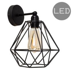 ValueLights Diablo Black Indoor Wall Light with 4w Filament LED Bulb - thumbnail 1