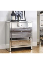 Birlea Seville 4 Drawer Chest Mirrored in Silver