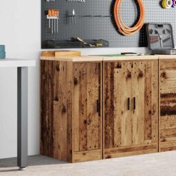 Berkfield Home Garage Storage Cabinet Old Wood 30x51x85 cm Solid Wood Pine in Brown - Size: 30 x 51 x 85 cm - thumbnail 3