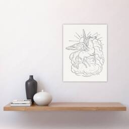 "Artery8 Pegasus Flies In Front Of A Cloud Leo Gestel Wall Art Poster Print in White - Size: W18"" x H24""" - thumbnail 4