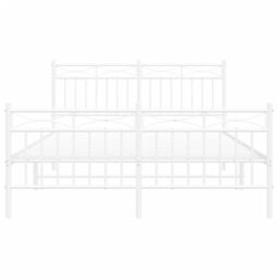 Berkfield Home Metal Bed Frame with Headboard & Footboard White 140x190 cm - thumbnail 5