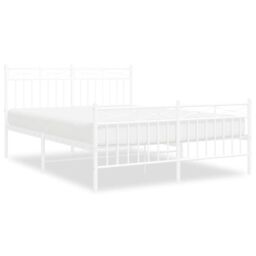 Berkfield Home Metal Bed Frame with Headboard & Footboard White 140x190 cm - thumbnail 2