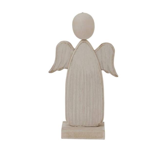 Lemon Pavilion Furniture and Decor Whitewashed Rustic Angel Decoration - Wood - L4 x W10 x H17 cm - White