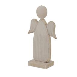 Lemon Pavilion Furniture and Decor Whitewashed Rustic Angel Decoration - Wood - L4 x W10 x H17 cm - White - thumbnail 2