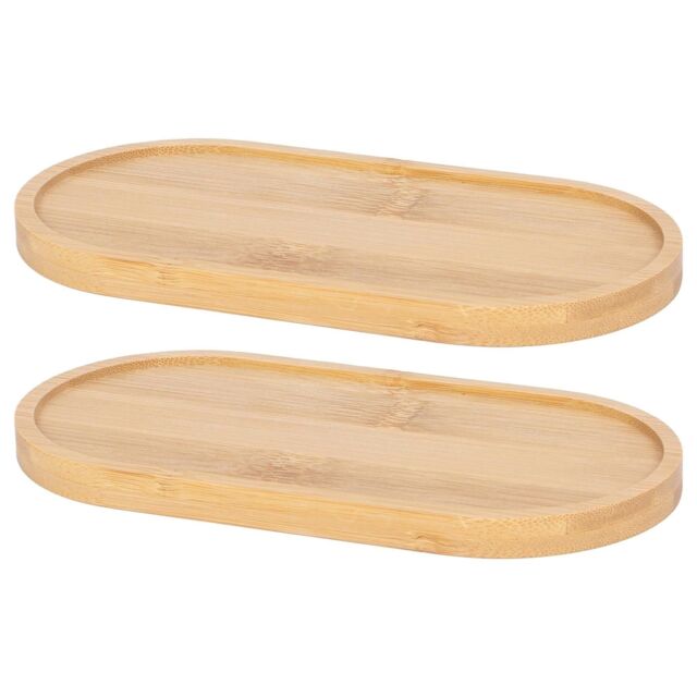 Harbour Housewares Bamboo Soap Dispenser Trays - Pack of 2 in Brown - image 1