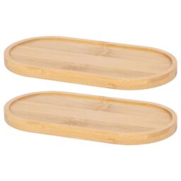 Harbour Housewares Bamboo Soap Dispenser Trays - Pack of 2 in Brown - thumbnail 1