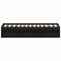 Berkfield Home Bed Frame without Mattress Black Oak 135x190 cm Engineered Wood in Brown - thumbnail 6