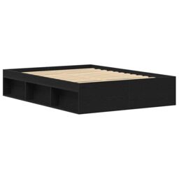 Berkfield Home Bed Frame without Mattress Black Oak 135x190 cm Engineered Wood in Brown - thumbnail 7