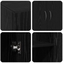 Berkfield Home Office Cabinet - Black Oak, 60 x 32 x 77.5 cm, Engineered Wood - Size: 60 x 32 x 77.5 cm - thumbnail 9