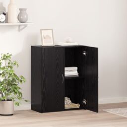 Berkfield Home Office Cabinet - Black Oak, 60 x 32 x 77.5 cm, Engineered Wood - Size: 60 x 32 x 77.5 cm - thumbnail 4