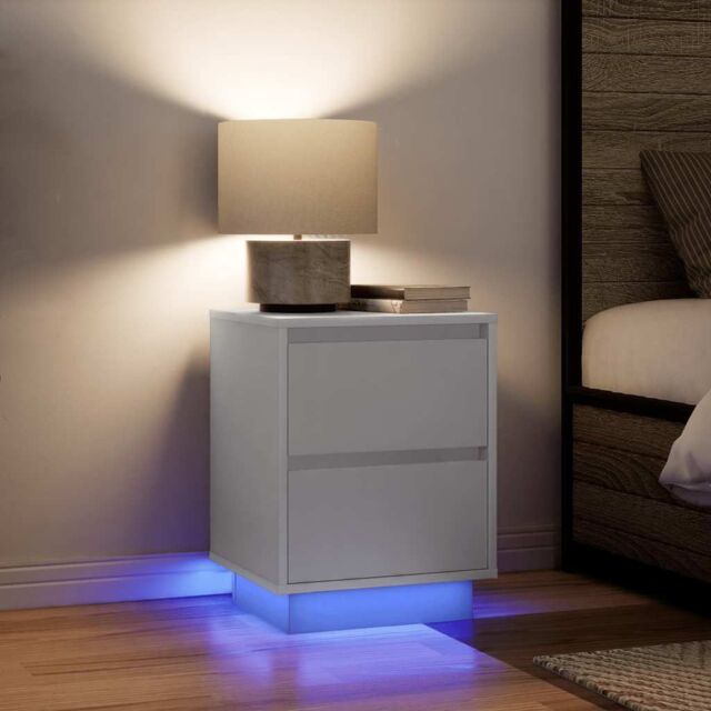 Berkfield Home Bedside Cabinets with LED Lights¬†2 pcs White 38x34x50 cm - Size: 38 x 34 x 50 cm - image 1