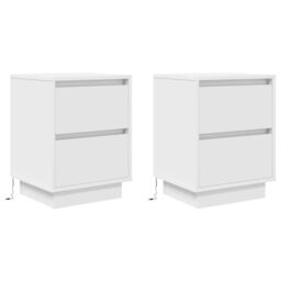Berkfield Home Bedside Cabinets with LED Lights¬†2 pcs White 38x34x50 cm - Size: 38 x 34 x 50 cm - thumbnail 3