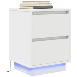 Berkfield Home Bedside Cabinets with LED Lights¬†2 pcs White 38x34x50 cm - Size: 38 x 34 x 50 cm - thumbnail 6